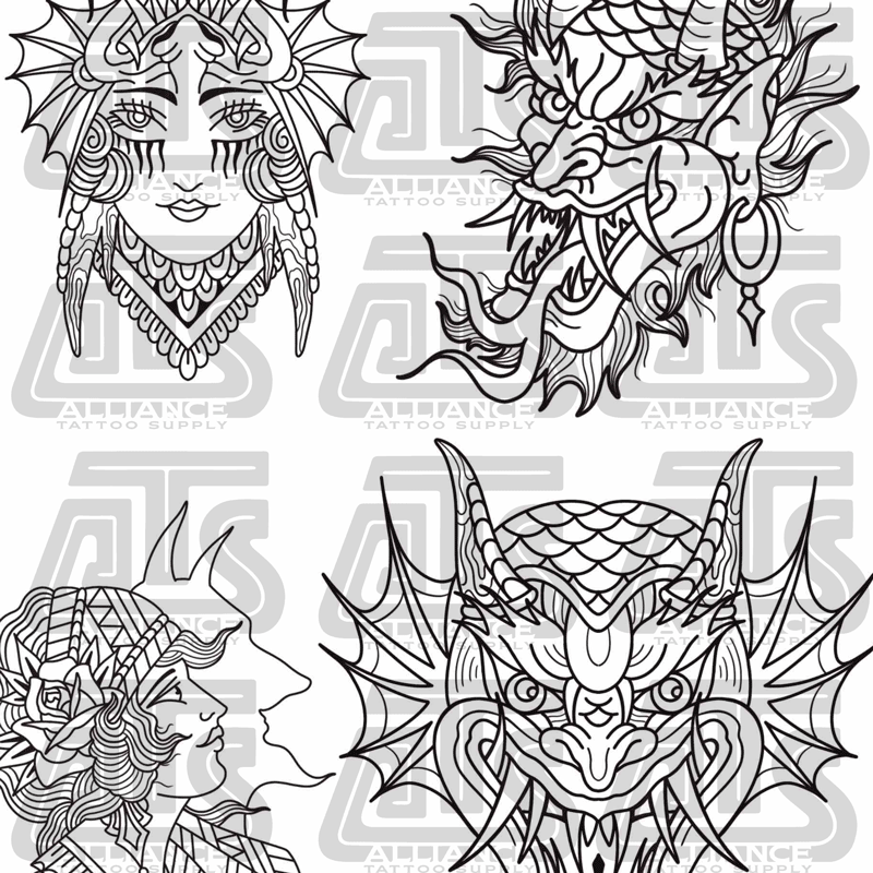 Mikey Sarratt Devils and Dames Procreate Stamps — 25 Tattoo Flash Brushes