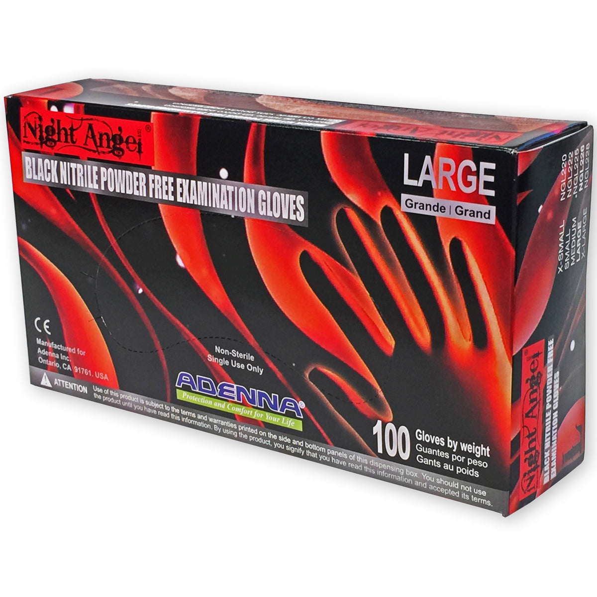 Adenna Night Angel Black Nitrile Gloves – Powder-Free Durable