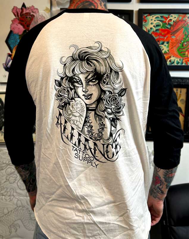 Alliance Tattoo Supply Amber Elise Artist Series baseball jersey – back view