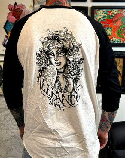 Alliance Tattoo Supply Amber Elise Artist Series baseball jersey – back view