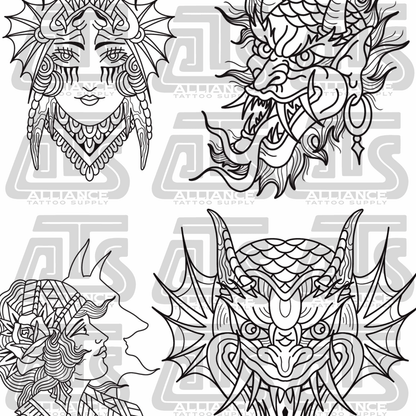 Mikey Sarratt Devils and Dames Procreate Stamps — 25 Tattoo Flash Brushes