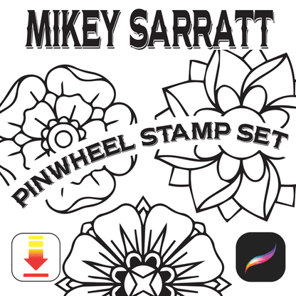 Mikey Sarratt Pinwheel Flowers Stamp Set — 25 Procreate Brushes