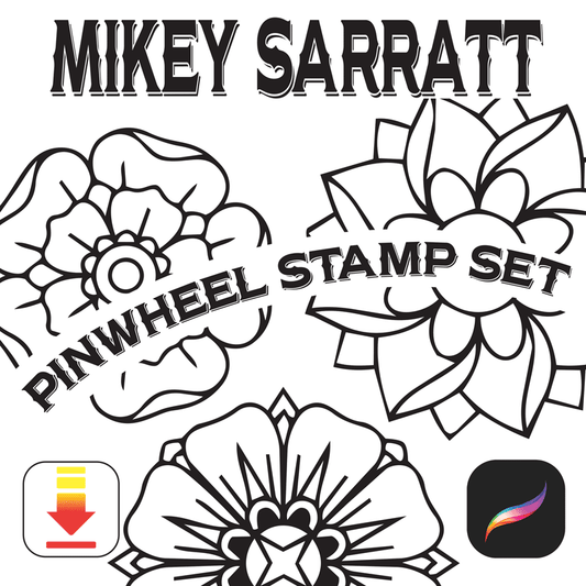 Mikey Sarratt Pinwheel Flowers Stamp Set — 25 Procreate Brushes